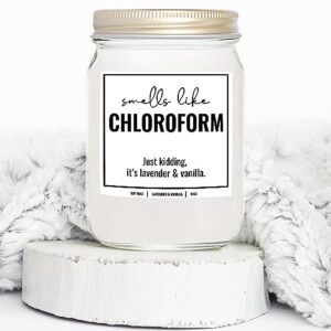 YouNique Designs Smells Like Chloroform Scented Candle, 8 Oz, True Crime Gifts for Women, Serial Killer Gifts for Women, Crime Junkie Merch, All Natural Soy Vegan Candles (Lavender & Vanilla)