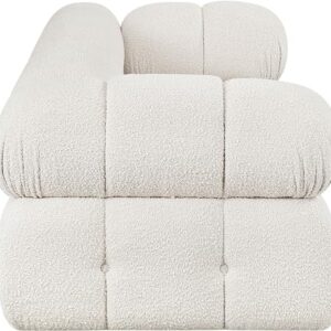 Meridian Furniture 611Cream-S68A Ames Collection Modern | Contemporary Modular Sofa with Rich Cream Boucle Fabric, Modular to Create Infinite Configurations, 68" W x 34" D x 28" H, Cream