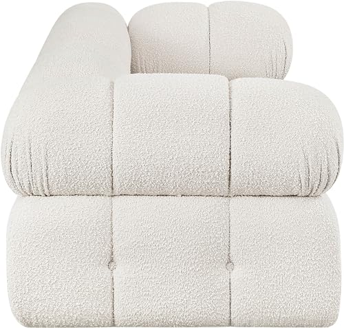 Meridian Furniture 611Cream-S68A Ames Collection Modern | Contemporary Modular Sofa with Rich Cream Boucle Fabric, Modular to Create Infinite Configurations, 68" W x 34" D x 28" H, Cream