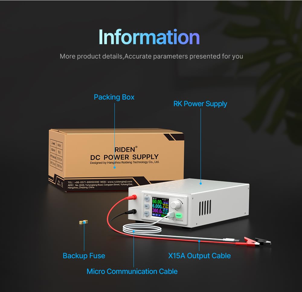 RD Digital Control RK6006-C 60V 6A 4 Digit Adjustable AC to DC Lab Bench Power Supply Regulator 360W