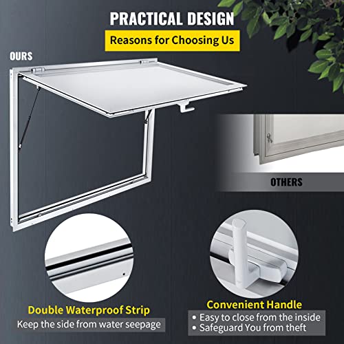 VEVOR Concession Window 36 x 36 Inch, Concession Stand Serving Window Door with Double-Point Fork Lock, Concession Awning Door Up to 85 Degrees for Food Trucks, Glass Not Included