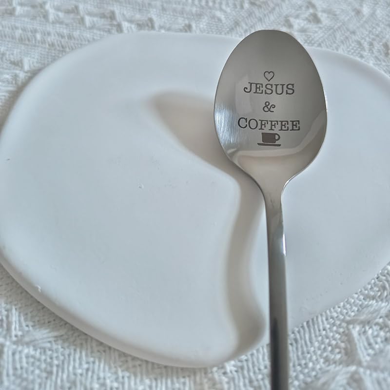 Jesus and Coffee Spoon Gifts for Women Men Coffee Lovers Gift for Dad Grandma Christian Gifts for Coworker Christmas Birthday Gift for Jesus Lovers Mom Papa Coffee Spoons