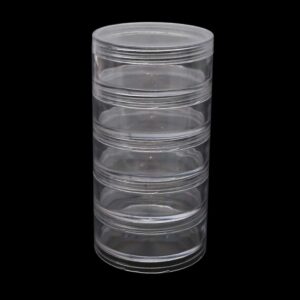 1 Set 5 Layer Cylinder Stackable Bead Containers Plastic Round Clear Storage Jar Box for Beads Buttons Crafts Small Item Jewelry Bags Mini Cheap