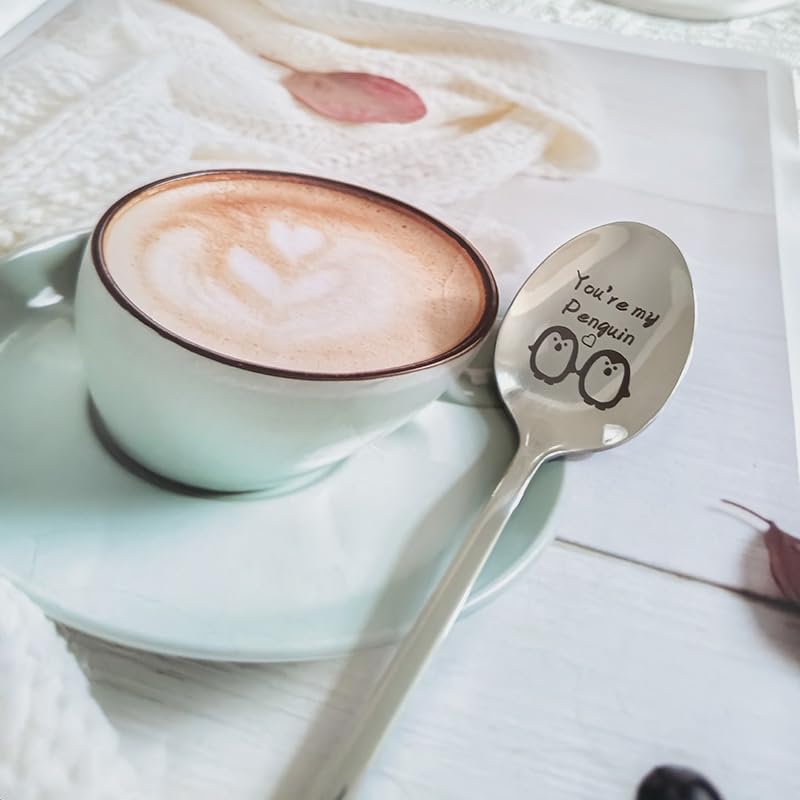 Anniversary Christmas Gift Spoon for Couple Gifts for Boyfriend Girlfriend You Are My Penguin Gifts Spoons for Husband Wife Penguin Birthday Gifts for Him Her Coffee Spoon