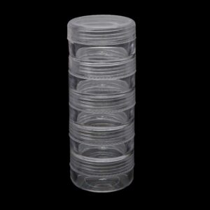 1 Set 5 Layer Cylinder Stackable Bead Containers Plastic Round Clear Storage Jar Box for Beads Buttons Crafts Small Item Jewelry Bags Mini Cheap