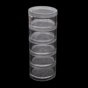 1 Set 5 Layer Cylinder Stackable Bead Containers Plastic Round Clear Storage Jar Box for Beads Buttons Crafts Small Item Jewelry Bags Mini Cheap