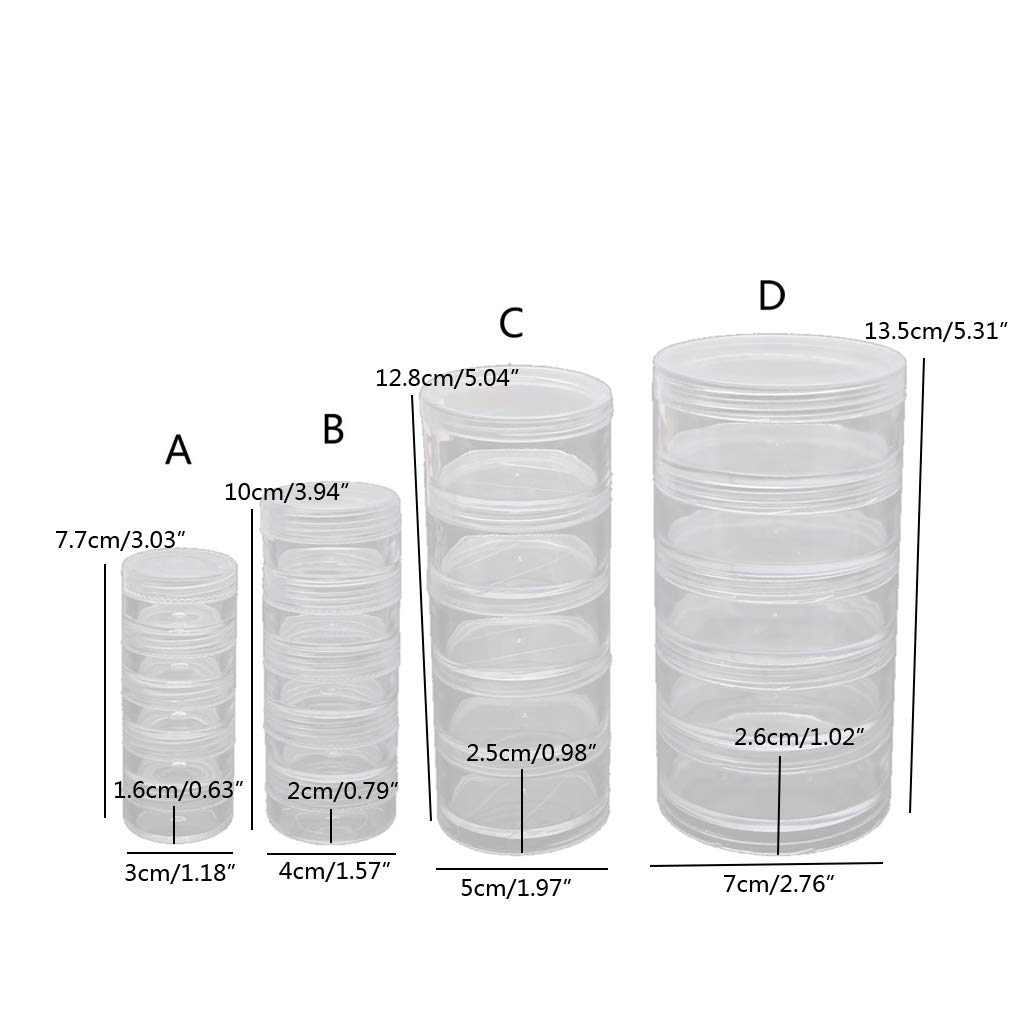 1 Set 5 Layer Cylinder Stackable Bead Containers Plastic Round Clear Storage Jar Box for Beads Buttons Crafts Small Item Jewelry Bags Mini Cheap