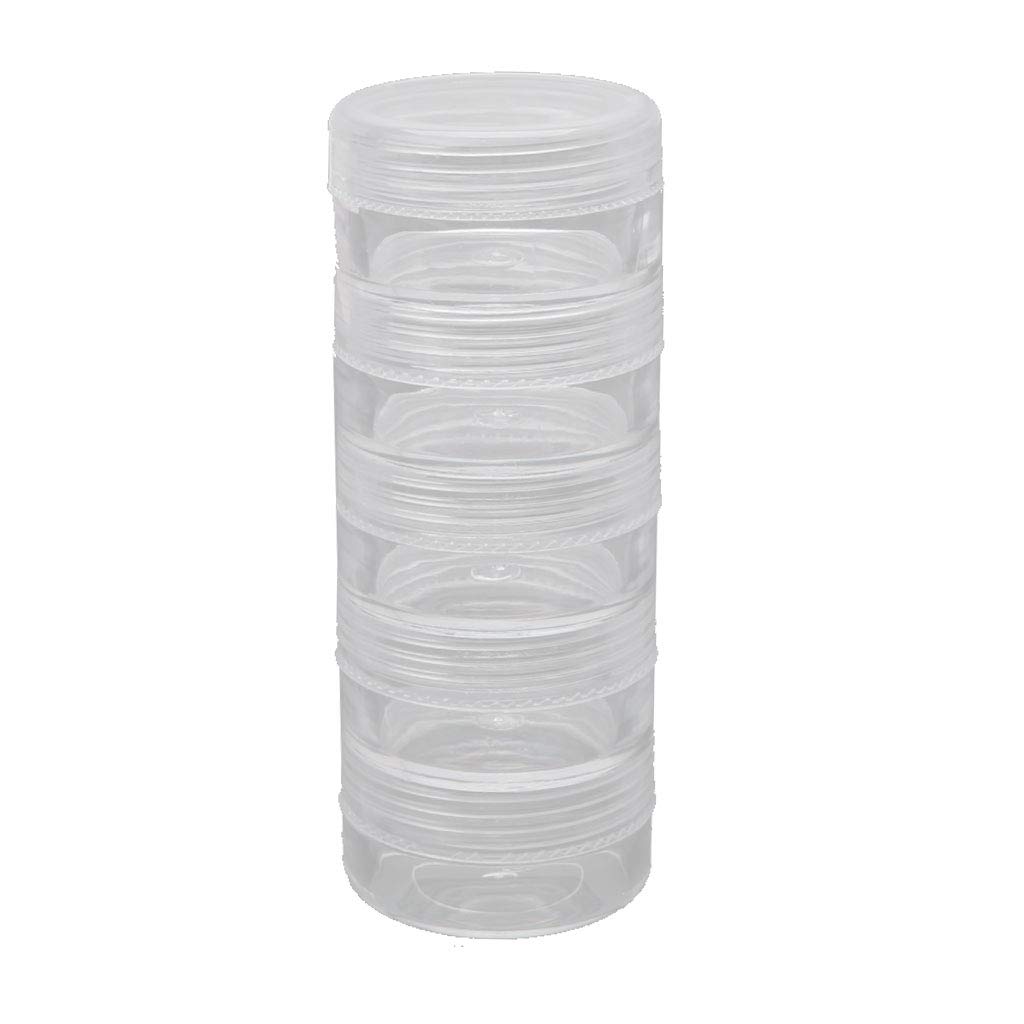 1 Set 5 Layer Cylinder Stackable Bead Containers Plastic Round Clear Storage Jar Box for Beads Buttons Crafts Small Item Jewelry Bags Mini Cheap