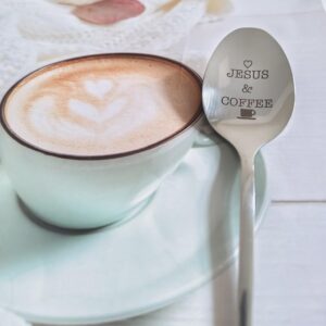 Jesus and Coffee Spoon Gifts for Women Men Coffee Lovers Gift for Dad Grandma Christian Gifts for Coworker Christmas Birthday Gift for Jesus Lovers Mom Papa Coffee Spoons