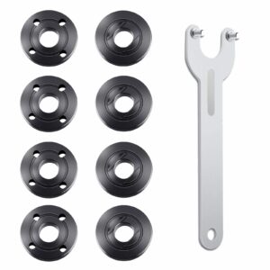 Fyjbnh 9PCS Angle Grinder Nut Angle Grinder Wrench Kit 5/8-11 Flange Metal Lock Nut for Compatible with Dewalt Milwaukee Makita193465-4 Metabo Bosch 4.5" 5" Grinder Parts