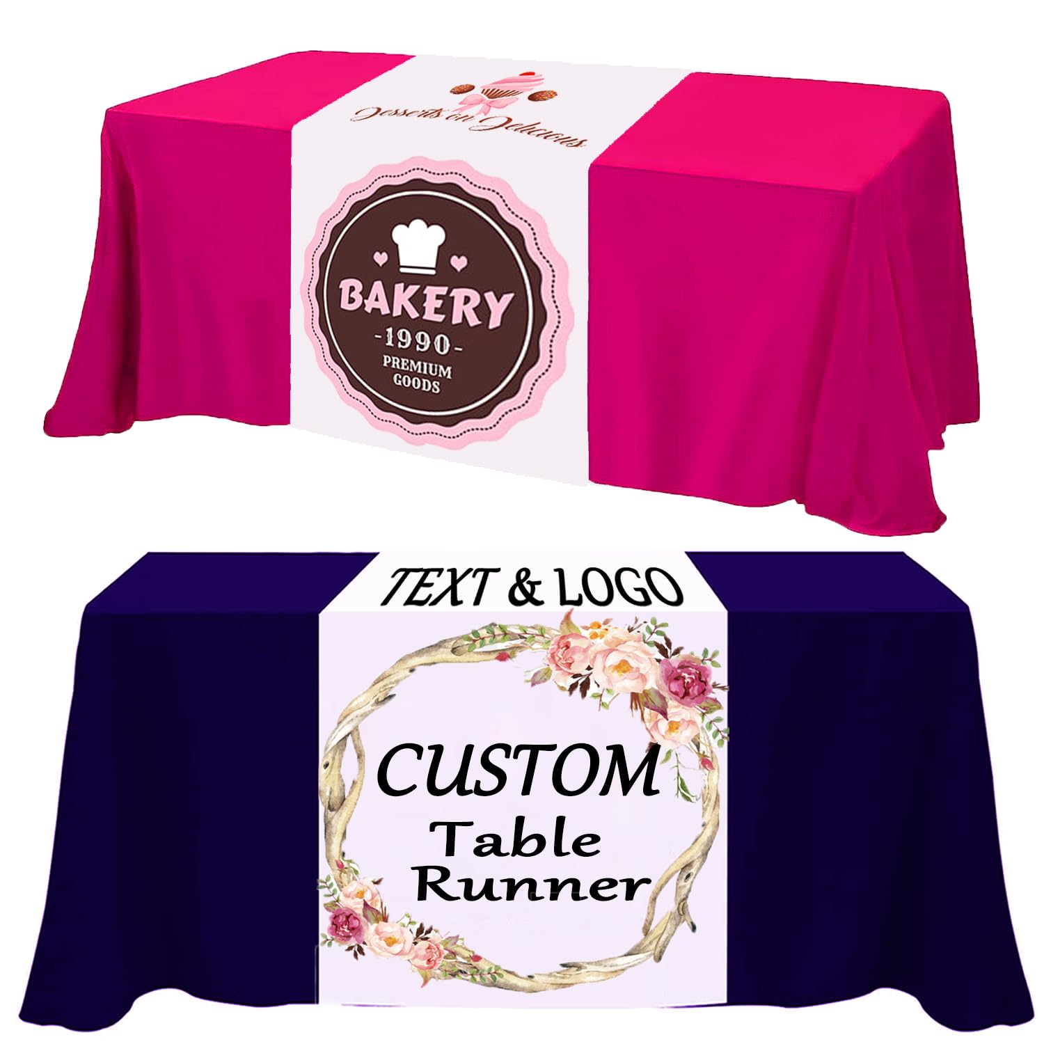 XINYIMAI Custom Table Runner, Customize Tablecloths with Business Logos or Your Text and, Personalize DIY The Tablecloth with Your Image, Suitable for Birthday, Party, Wedding, Holiday Decorati