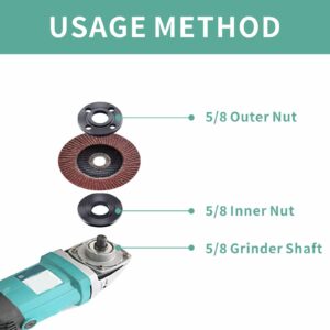 Fyjbnh 9PCS Angle Grinder Nut Angle Grinder Wrench Kit 5/8-11 Flange Metal Lock Nut for Compatible with Dewalt Milwaukee Makita193465-4 Metabo Bosch 4.5" 5" Grinder Parts