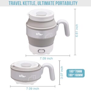 Bear Travel Electric Kettle, Foldable Portable Kettle, Food Grade Silicone Small Electric Tea Kettle Auto Shutoff & Boil Dry Protection, 600ml Collapsible Kettle Water Boiler