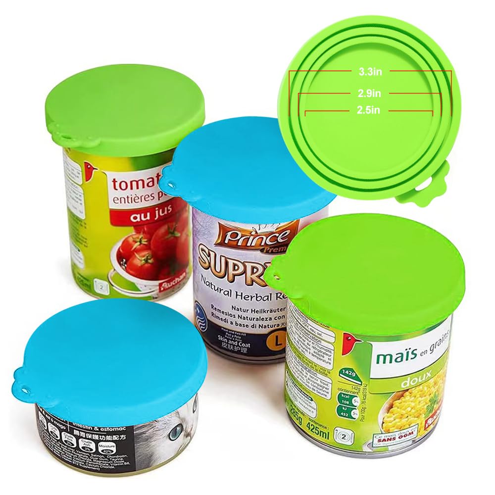 ZukoCert 4-Pack Cat Dog Food Can Lids, Pet Food Can Lids Fit Three Different Size Standards, With Two Spoons, Fits Most Cat And Dog Cans