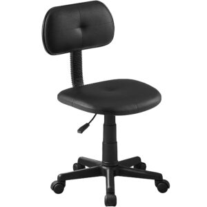 vecelo small armless home office chair adjustable stools for/desk/computer/task, low-back height 360° swivel, set of 1, black