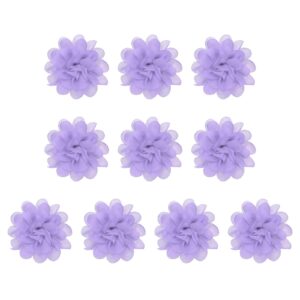 patikil 3.9" chiffon flowers, 10 pcs mesh fabric flowers sewing fabric appliques headband embellishments for diy craft wedding decor, lavender