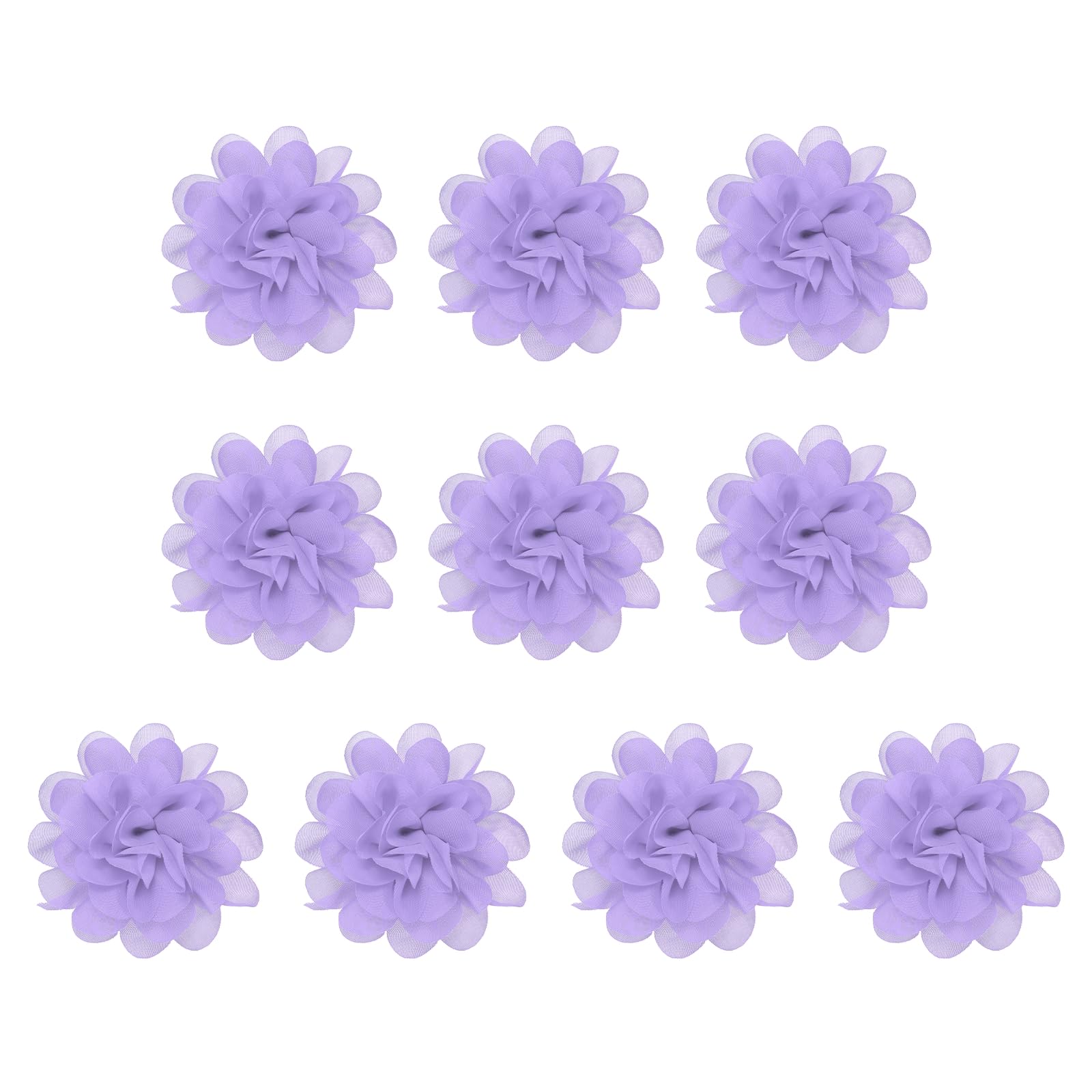 PATIKIL 3.9" Chiffon Flowers, 10 Pcs Mesh Fabric Flowers Sewing Fabric Appliques Headband Embellishments for DIY Craft Wedding Decor, Lavender