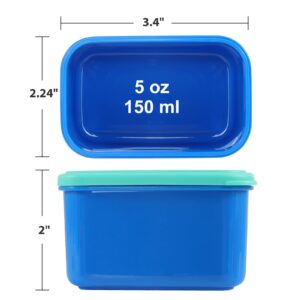 Caperci Small Snack Containers with Lids 6 Pack - 5oz/150ml Leakproof Stackable Small Food Storage Containers for School Lunch, Work, Travel, BPA-Free