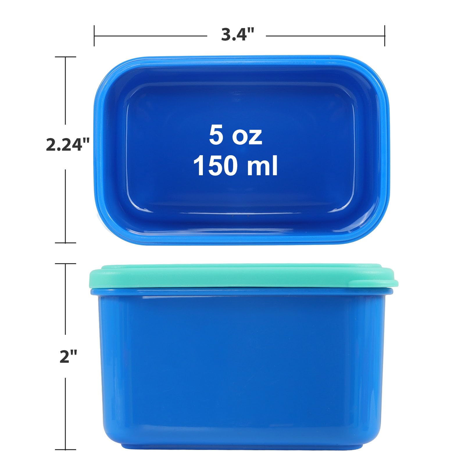 Caperci Small Snack Containers with Lids 6 Pack - 5oz/150ml Leakproof Stackable Small Food Storage Containers for School Lunch, Work, Travel, BPA-Free