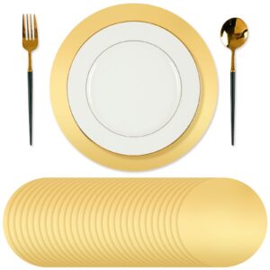 tioncy round paper placemats decorative disposable place mats table mats for dining wedding table decoration home banquet new years festive party birthday holiday (gold, 100)