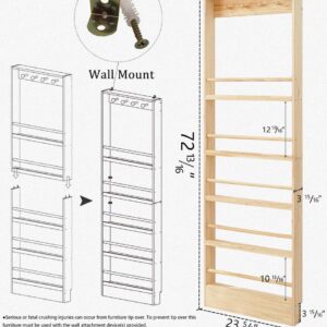 morimoe Wooden Kids Bookshelf, Wall Mount Shelf with Hooks, Organizer for Toys and Books, Space-Saving