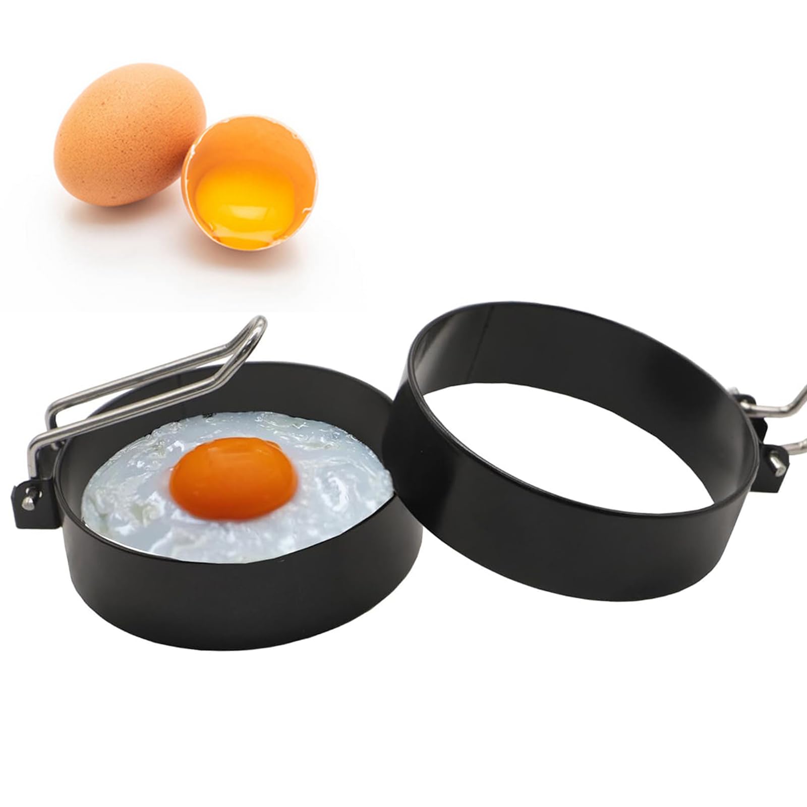 PWireless 2 Pack Egg Mold with Handle for Frying Eggs Stainless Steel Egg Shaper Convenient Kitchen Tool and Gadget Egg Rings Pancake Mold in Round for Fried Eggs Breakfast Muffins Sandwiches