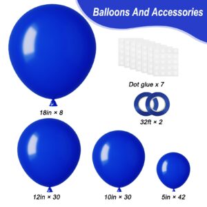 RUBFAC 110pcs Royal Blue Balloons Different Sizes 18 12 10 5 Inches for Garland Arch Birthday Baby Shower Gender Reveal Wedding Party Decoration