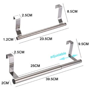 Stainless Steel Over-Cabinet Door Towel Holder (Pack of 2) - Kitchen and Bathroom Towel Rail Towel bar, Perfect for Hand or Tea Towels