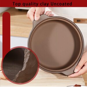 Natural Terracotta Casserole with Lids Clay Pots for Cooking, Unglazed Earthenware Rice Pots (T5-4.7QT)