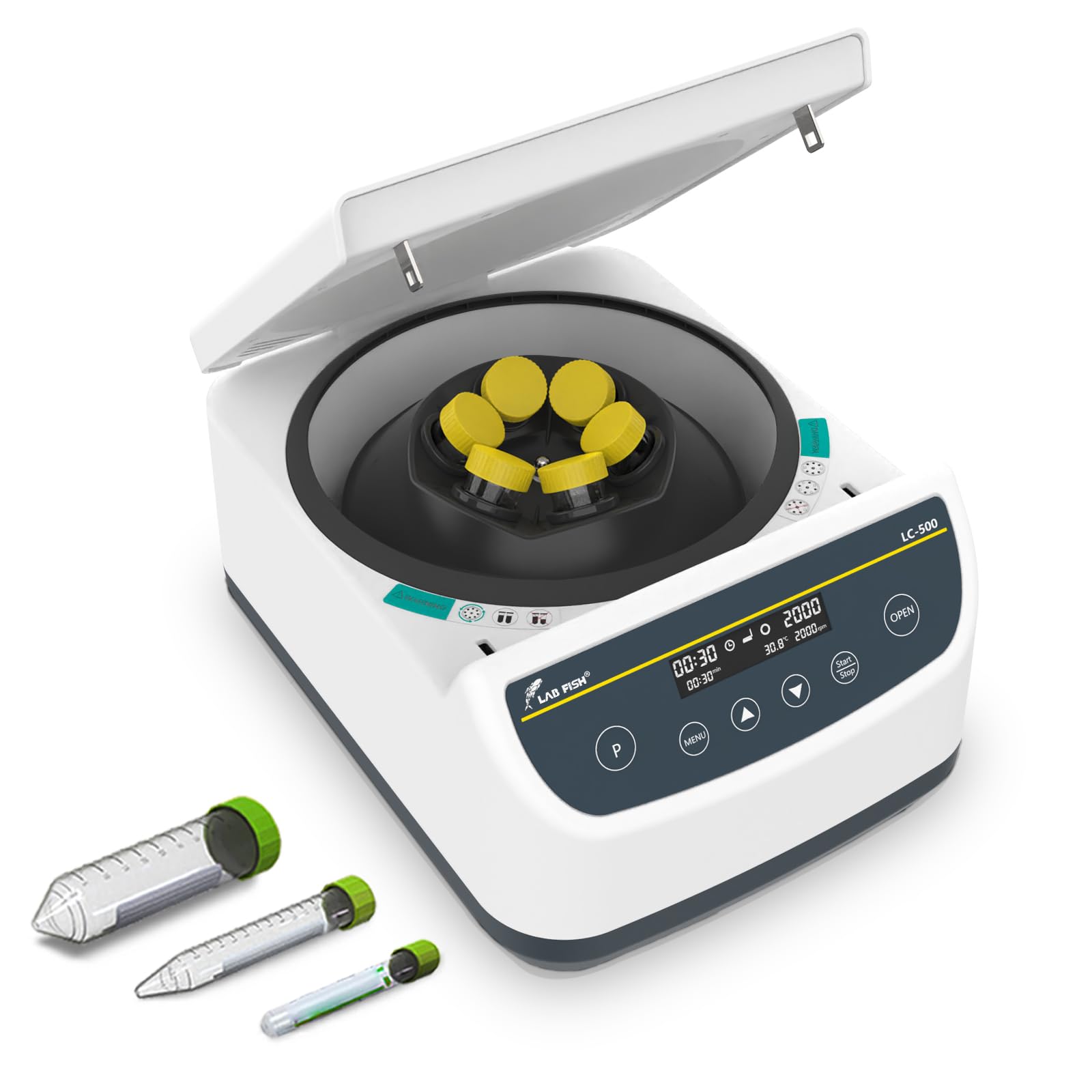 LAB FISH Laboratory Centrifuge Machine 2ml/5ml/10ml/15ml/50ml Lab Test Tubes | Low Speed Control 500-4000r/min,Max 2146xg | Store 9 Programs W/Timer 30sec-99min