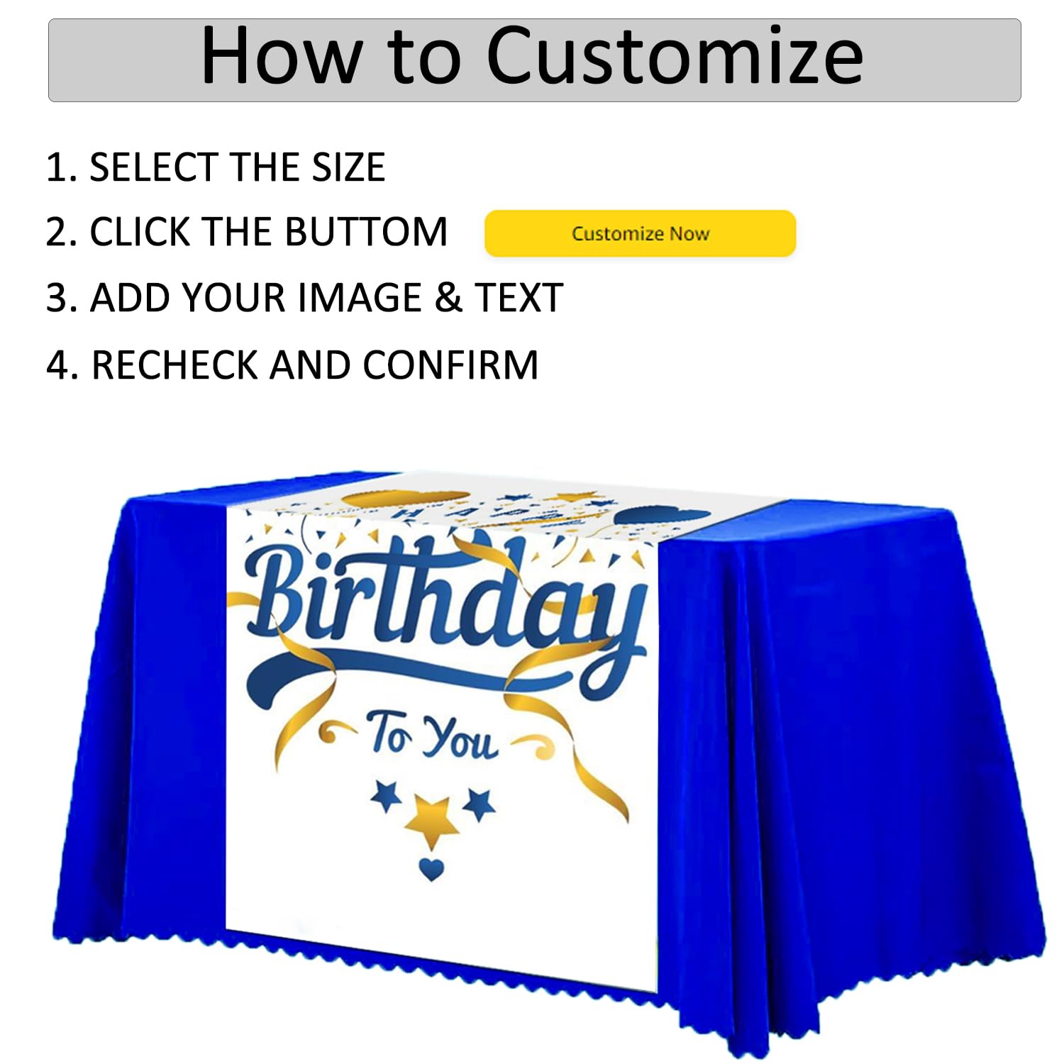 XINYIMAI Custom Table Runner, Customize Tablecloths with Business Logos or Your Text and, Personalize DIY The Tablecloth with Your Image, Suitable for Birthday, Party, Wedding, Holiday Decorati