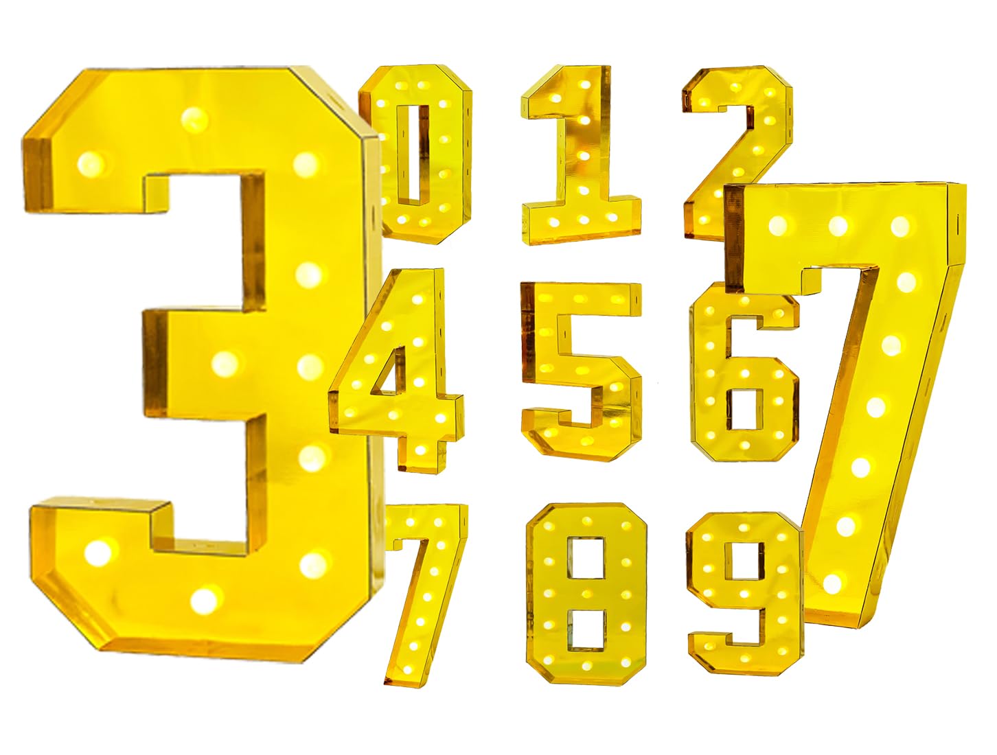 LANGXUN 40inch Gold Large Led Light Up Numbers for 1st 21st Birthday Decor, With Hot Glue Gun and Bracket, Marquee light up Numbers Party Wedding Decor Graduation Baby Shower Photo Background Decoration (Number 2)