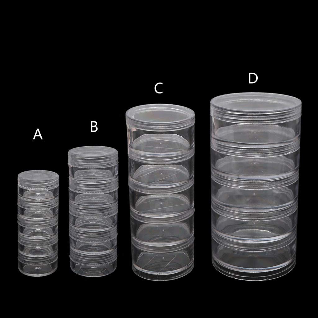 1 Set 5 Layer Cylinder Stackable Bead Containers Plastic Round Clear Storage Jar Box for Beads Buttons Crafts Small Item Jewelry Bags Mini Cheap