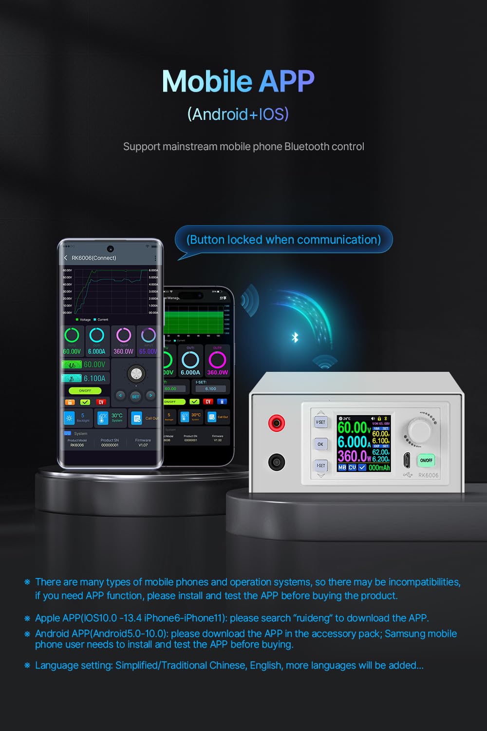 RD Digital Control RK6006-C 60V 6A 4 Digit Adjustable AC to DC Lab Bench Power Supply Regulator 360W