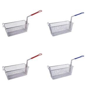 clivia's 4pcs commercial fryer basket 13x6.5x6 inch stainless steel deep fryer basket with non slip long handle for frying kitchen restaurant home commercial use