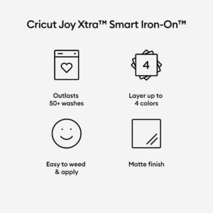 Cricut Joy Xtra Vinyl Iron On Smart Vinyl for Shirts, Apparel, Backpack & Décor, Quick Matless Cutting, Apply on All Surfaces, Outlast 50+ Washes, Measuring 9.5 in x 24 in, White