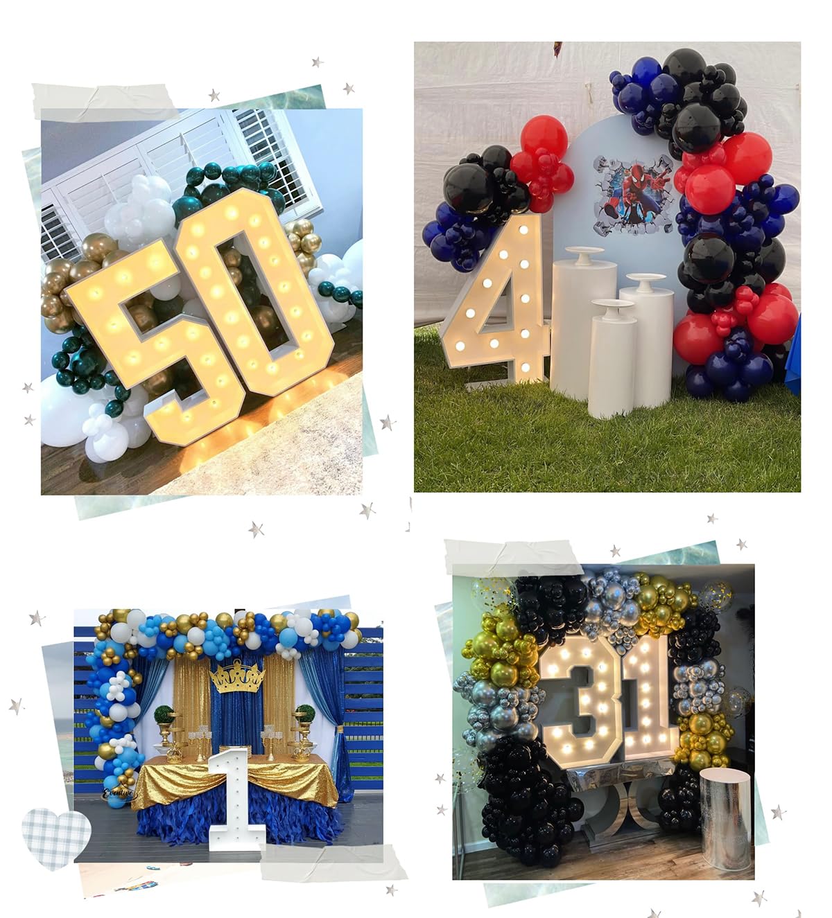 LANGXUN 40inch Gold Large Led Light Up Numbers for 1st 21st Birthday Decor, With Hot Glue Gun and Bracket, Marquee light up Numbers Party Wedding Decor Graduation Baby Shower Photo Background Decoration (Number 2)