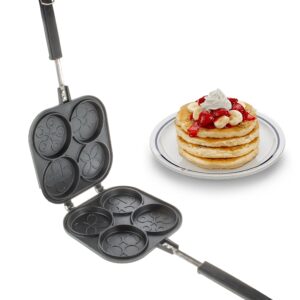 5 STAR SUPER DEALS Pancake Pan Maker Nonstick Double Sided w/ 4 Small Decorative Mold Designs for Perfect Eggs, French Toast, Omelette, Flip Jack, and Crepes