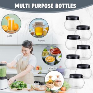 48 Pcs 4 oz Clear Plastic Jars with Lids Wide Mouth Mason Canning Jars Mini Storage Containers Bulk for Herb Jelly Wedding Favors Shower Party Favors (Black)