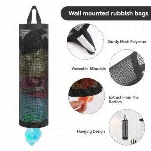 2Pack Plastic Bag Holder, Grocery Bag Holder for Plastic Bags Mesh Hanging Storage Dispenser Trash Bag Organizer Shopping Bag Holder for Plastic Bags