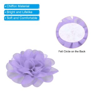 PATIKIL 3.9" Chiffon Flowers, 10 Pcs Mesh Fabric Flowers Sewing Fabric Appliques Headband Embellishments for DIY Craft Wedding Decor, Lavender