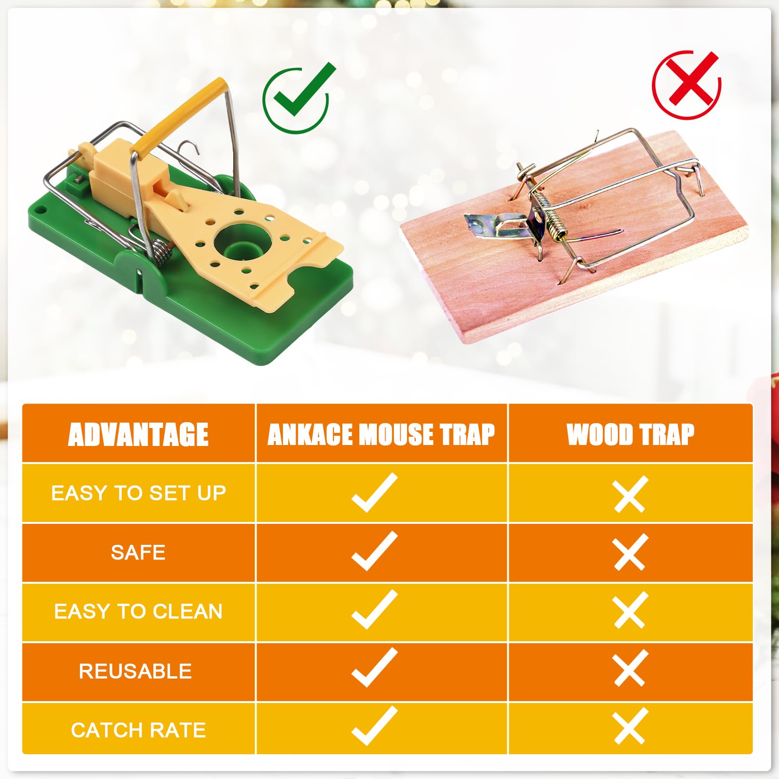 Qualirey Mouse Traps Green 2024 Edition Plastic Mice Trap Rat Traps with Yellow Cheese Color Board Quick Sensitive Effective Mouse Trap Safe Sanitary Mice Traps for House, Garage, Outside(12 Pcs)