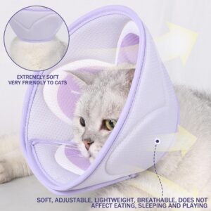 Breathable Cat Cone Collar Soft, Cat Recovery Collar Cone for Cats After Surgery, Cat Cones to Stop Licking, Adjustable E Collar Cat Cones Anti-Scratching Kitten Cone Cat Collar Not Block Vision