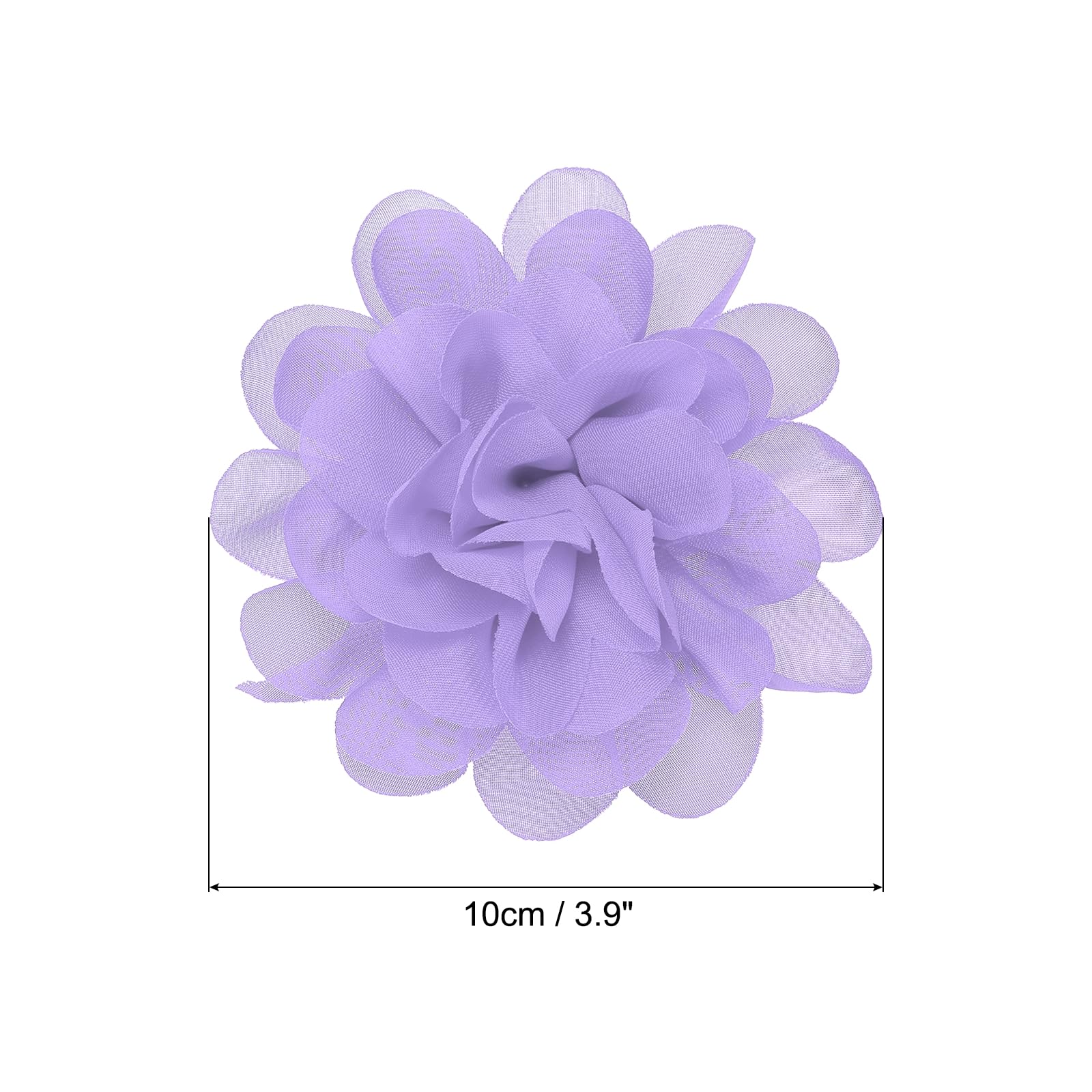 PATIKIL 3.9" Chiffon Flowers, 10 Pcs Mesh Fabric Flowers Sewing Fabric Appliques Headband Embellishments for DIY Craft Wedding Decor, Lavender