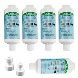 bidet water filter for electronic bidet seats, toilet water filter system, 1/2" threads, 5pcs filters + 2pcs adapters, compatible with 1/2" 1/4" 3/8" bidet water hose