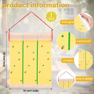 Kittmip 1 Pcs 30 ft Fly Trap Sticky Fly Traps Fly Glue Trap Rolls Indoors Outdoors Yellow and Green for Kitchen, Yard, Farm, Stables