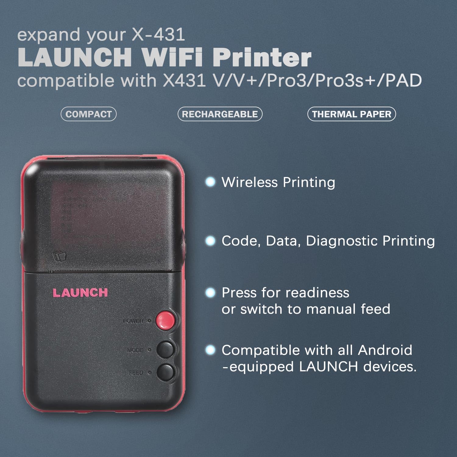 LAUNCH X-431 WiFi Printer, Work with X431 V, V+, Pro3, Pro3s+, Pad Only