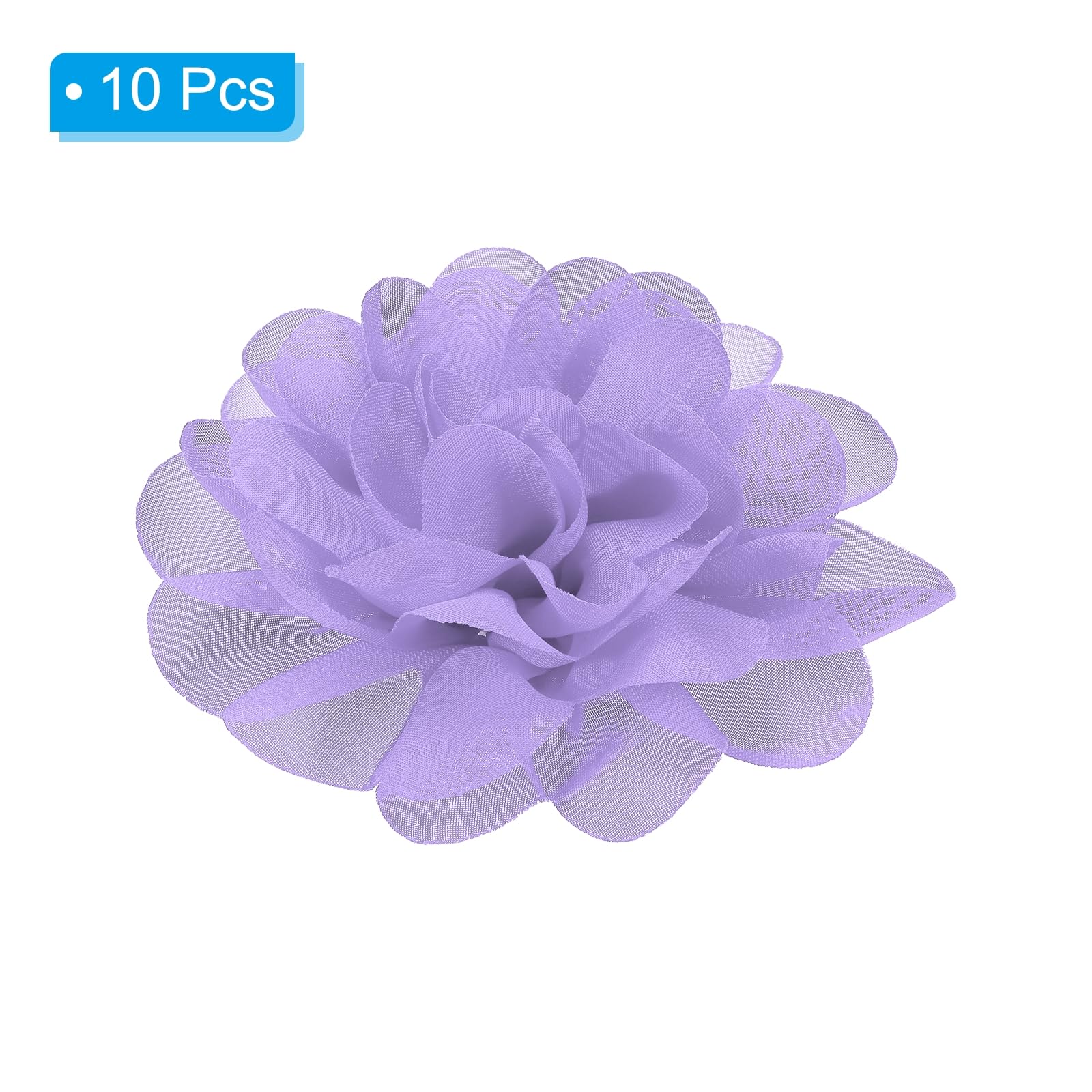 PATIKIL 3.9" Chiffon Flowers, 10 Pcs Mesh Fabric Flowers Sewing Fabric Appliques Headband Embellishments for DIY Craft Wedding Decor, Lavender