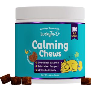 luckytail dog calming chews – anxiety treats - hemp - melatonin for dogs - magnesium - calming aid for high stress separation thunderstorms fireworks