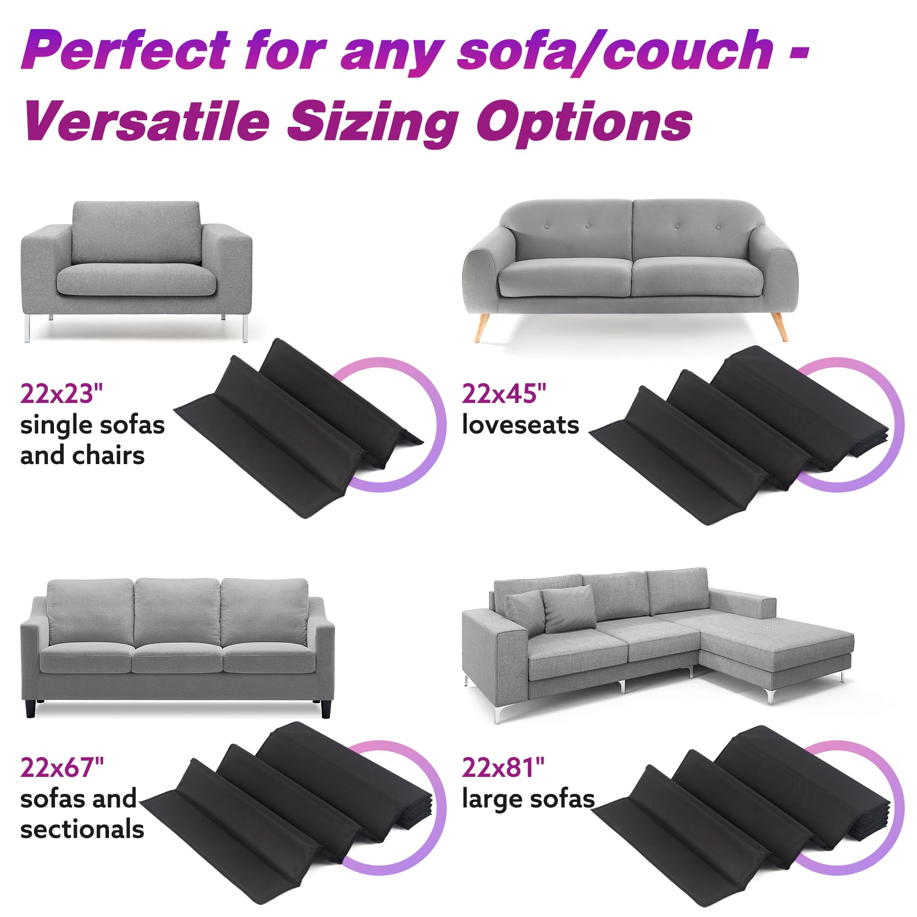 HomeProtect Large Sofa Cushion Support [22" x68-81] Extra Firm Couch Saver for Saggy Couches, 0.5" Thick Furniture Cushion Support Insert Sofa Seat Saver for Saggy Couches - Fix Your Living Room Sofa